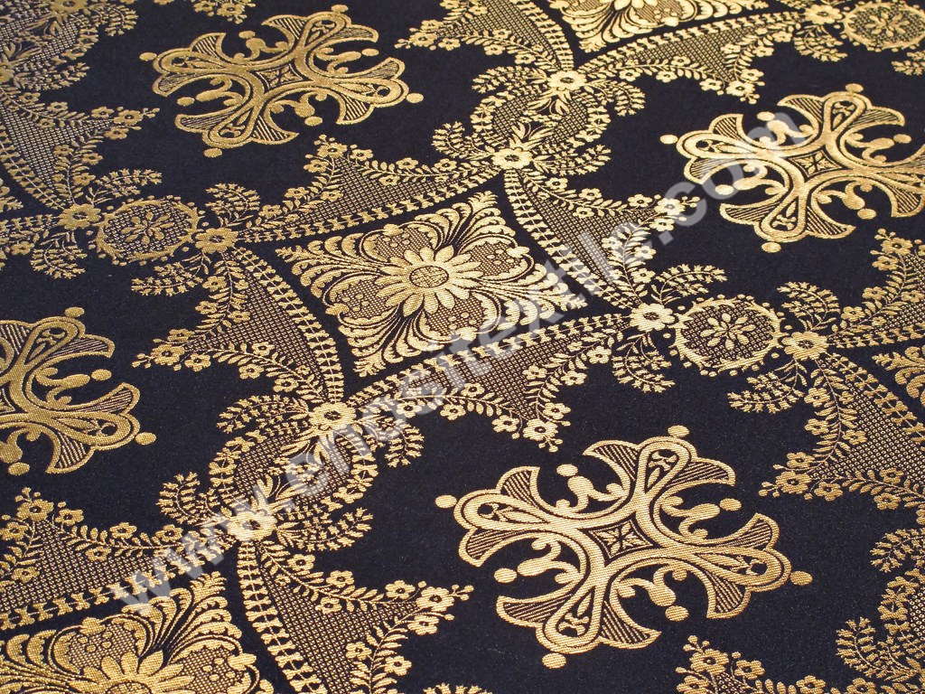 KL-001 Black-Gold Brocade Fabrics